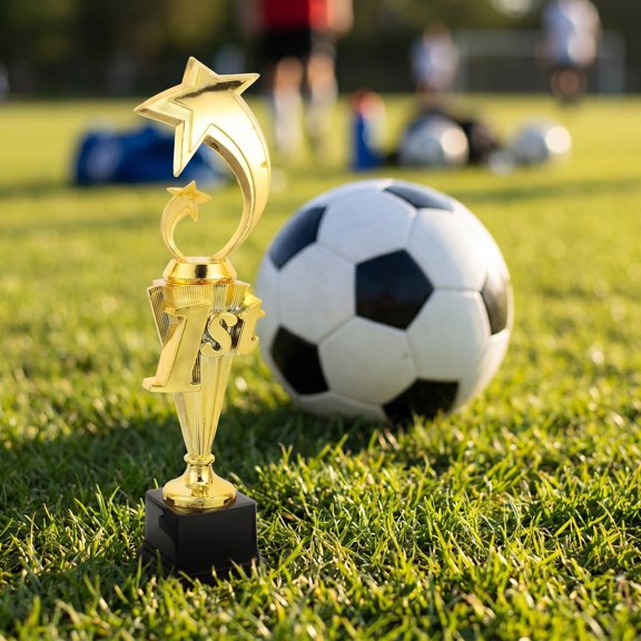 LITINKIMI 3Pcs Versatile Golden Plastic Trophy Set for Sports Achievements and Winning Prizes