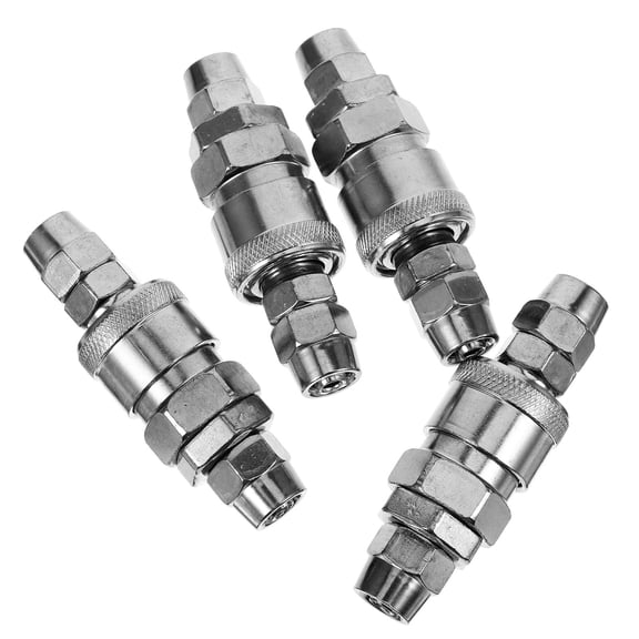 LITINKIMI 4Pcs Air Hose Fittings Metal Pneumatic Coupling Silver for Workshops