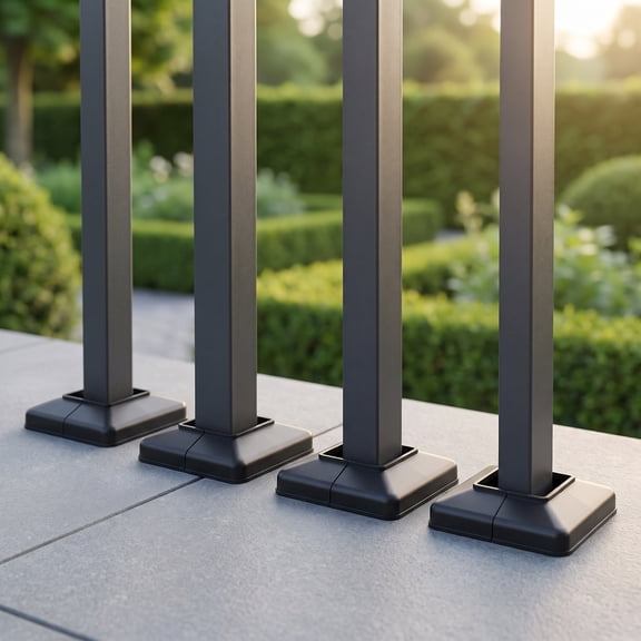 LITINKIMI 4-Pack Black PVC Deck Post Base Covers for Fence Rail Wraps, and Easy to Replace