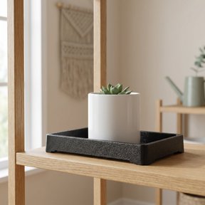 LITINKIMI 4Pcs Black Resin Rectangular Plant Drainage Tray for Efficient Water Management Indoors