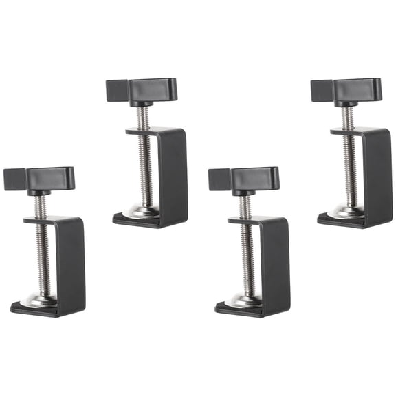 LITINKIMI 4Pcs Desk Mounting Clamps Black Stainless Steel Desktop Clamp with Practical Design
