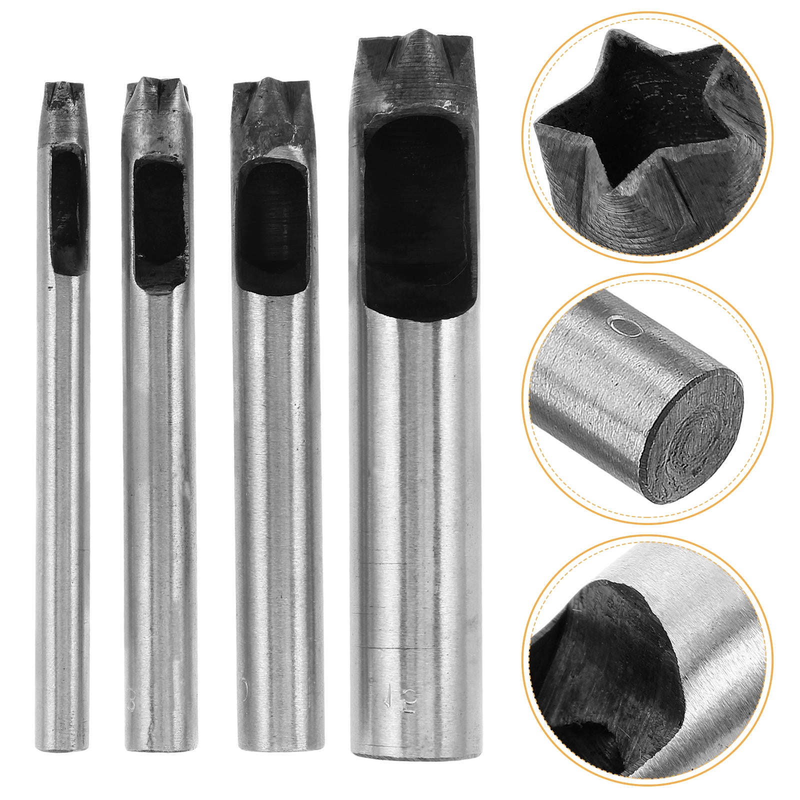 LITINKIMI 4-Piece Steel Belt Hole Punch Set with Five Shape Punches for Crafting and Projects