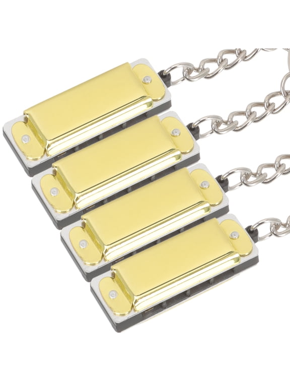 Comfortable Hand Feel Metal Harmonica Keychain, Golden Bag Pendant