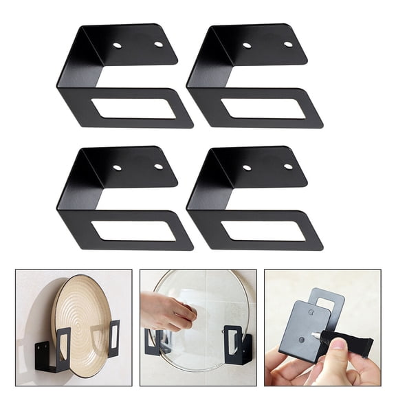 LITINKIMI Kitchen Storage Rack Black Stainless Steel Pot Lid Drying Stand 4Pcs