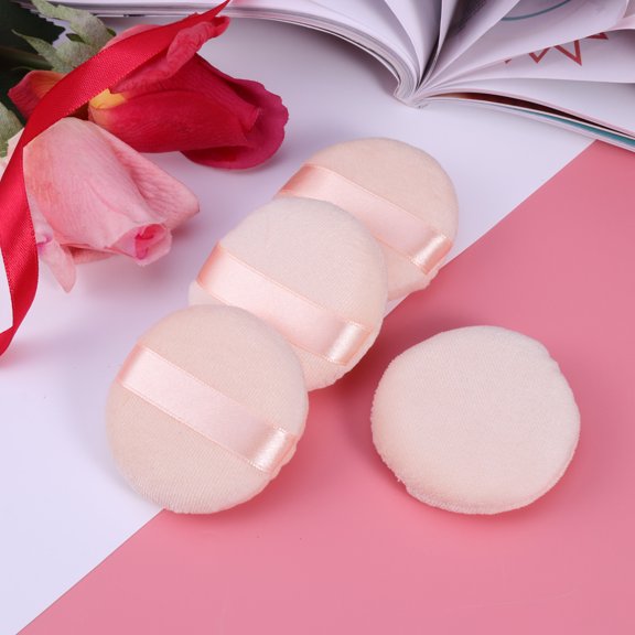 LITINKIMI 4Pcs Professional Makeup Powder Puff Beige Soft Material Washable for Face