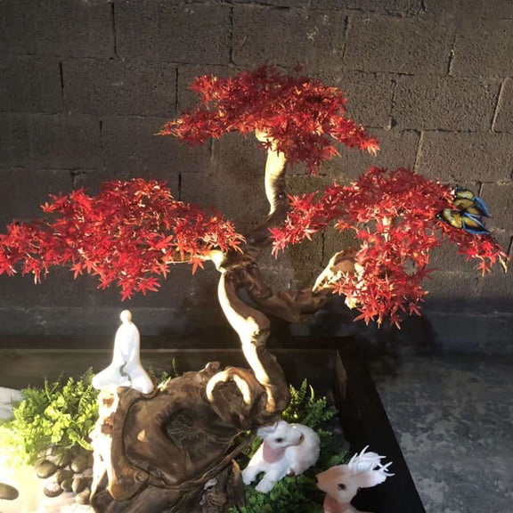 LITINKIMI 4Pcs Lifelike Maple Leaves Red Artificial Plant for Christmas Vase Centerpiece