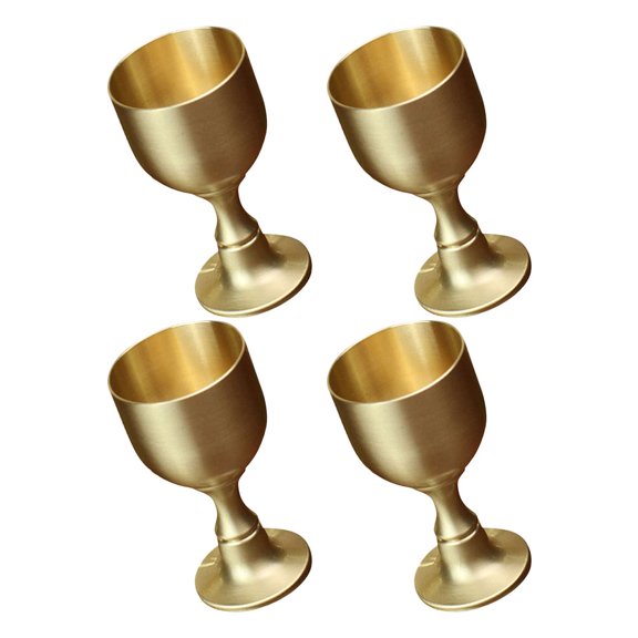 LITINKIMI 4Pcs Retro Style Copper Cups for Drinking with Unique Chalice Design and Comfortable Grip
