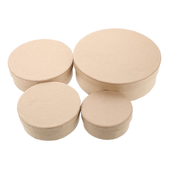 LITINKIMI Set of 4 Round Kraft Paper Boxes with Lids, Perfect for Craft Packaging, Wrapping, and Floral Arrangements