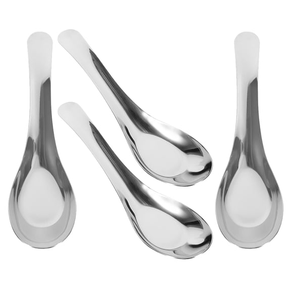 LITINKIMI 4Pcs Stainless Steel Flat Bottom Eating Spoons with Comfortable Grip for Versatile Use