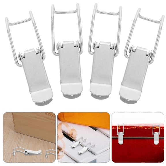 LITINKIMI 4Pcs Stainless Steel Toggle Latch Buckle Adjustable Secure Spring Loaded Cam Closure Plated Silver