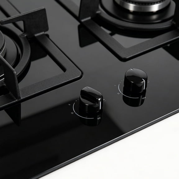LITINKIMI 4-Pack Universal Gas Stove Burner Knobs, Black Plastic Replacement for Kitchen Range
