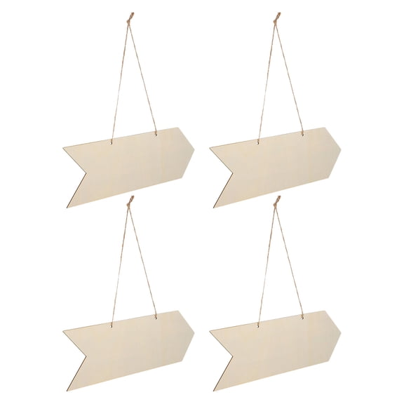 LITINKIMI 4Pcs Versatile Wooden Arrow Craft Plaques with Rope Natural Wood Finish for Wall Hanging