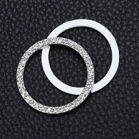 LITINKIMI 4Pcs White Rhinestone Car Engine Start Button Circles Sparkling Interior Bling Accessories