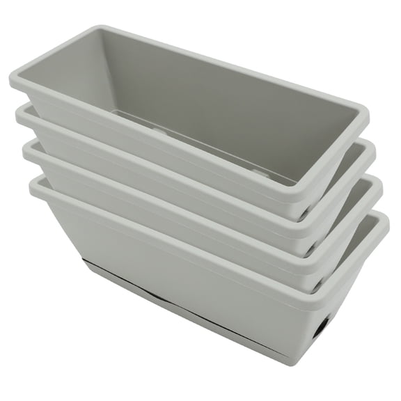LITINKIMI 4Sets White Window Box Planter Pot Resin Planting Container for Indoor Outdoor Garden Use