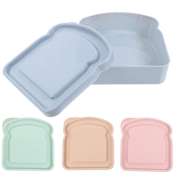 LITINKIMI 4pcs Sandwich Containers Box Apricot Toast Box with Lid for Indoor Food Storage