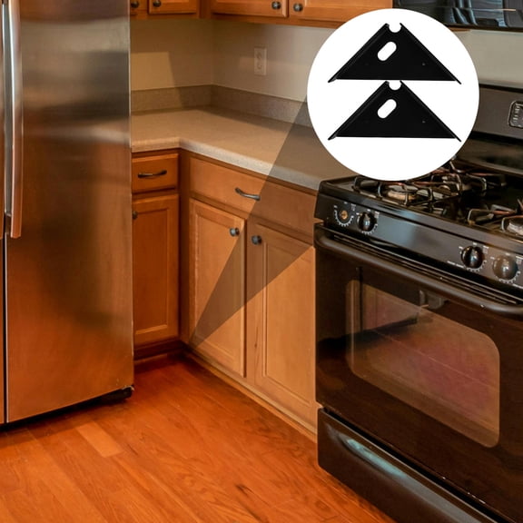 LITINKIMI 4-Pack Black Stainless Steel U-Shaped Corner Brackets for Wardrobe Support and Furniture Reinforcement