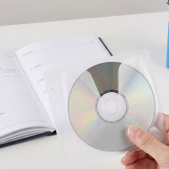 LITINKIMI 50Pcs Double Sided Disc Protection Sleeves White PVC Storage Inserts for Cds Dvds