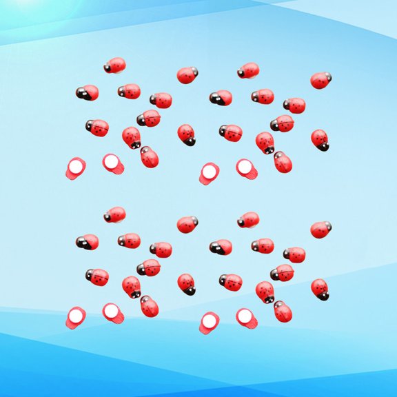 LITINKIMI 50Pcs Red Ladybug Shaped Tabletop Craft Ornament Made with Fine Workmanship