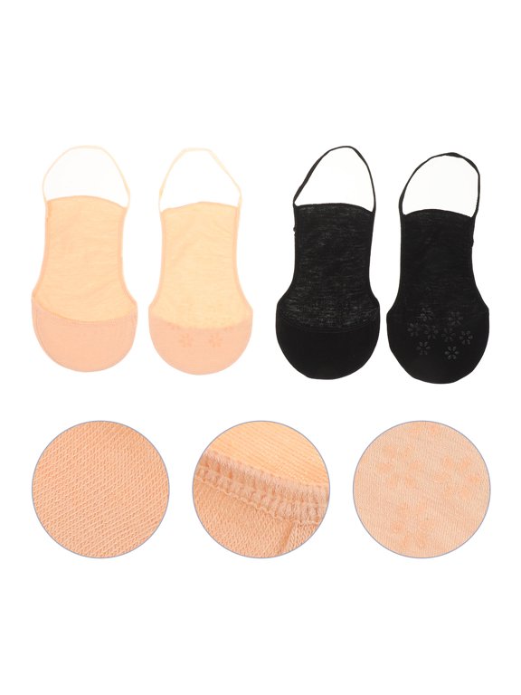 Invisible Socks No Show Sling Back Padded Liner Cotton for Foot 5Pairs