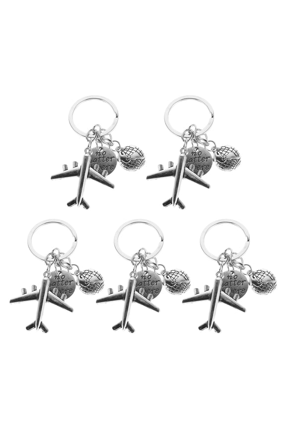5-Piece Alloy Airplane Keychain Set with Flight-Themed Charms for Backpacks, Handbags, and Travel Accessories
