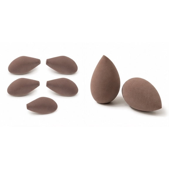 LITINKIMI 5Pcs Dark Brown Egg Shaped Makeup Sponges for Precise Foundation and Powder Application