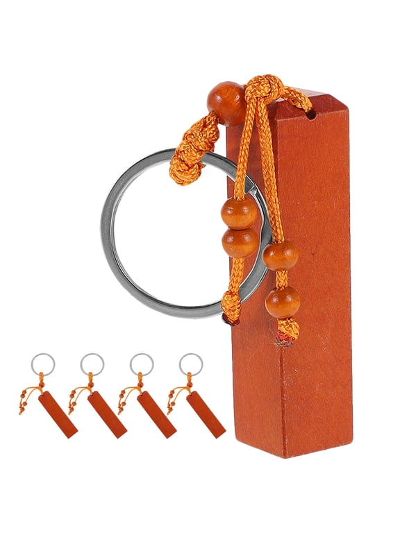 5-Piece Engravable Dark Red Wooden Keychains, Blank Key for Home, Car, Office Keys