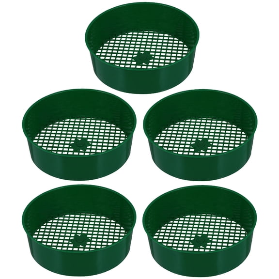 LITINKIMI 5Pcs Green Plastic Gardening Sifting Pan Soil Sieve Stone Riddle Tool for Garden Use
