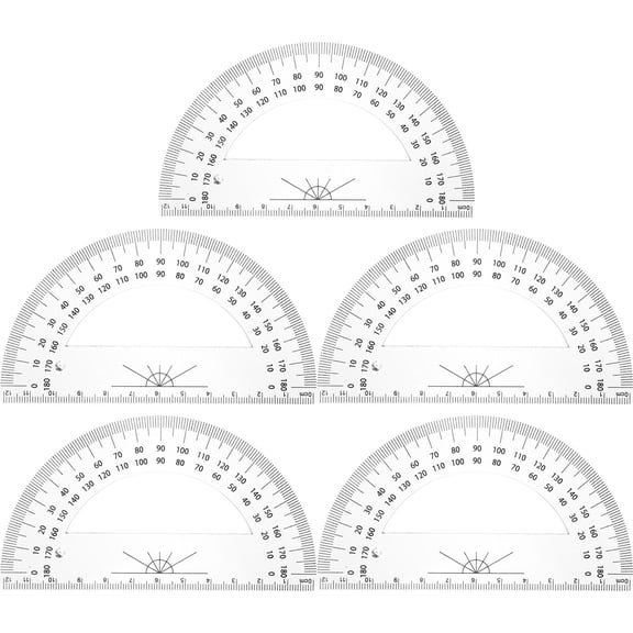 LITINKIMI Set of 5 Multi-Color Plastic Protractors with Smooth and Accurate Measurement Scale for School and Office Use