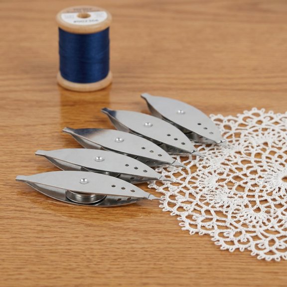 LITINKIMI 5Pcs Plated Silver Metal Weaving Shuttle for Lacemaking Precision Knitting Craft Tool