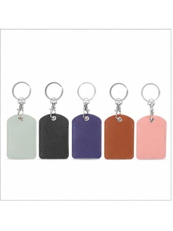 Color Coded PU key Protector Square with Keyring Black Green Brown 5 Pack