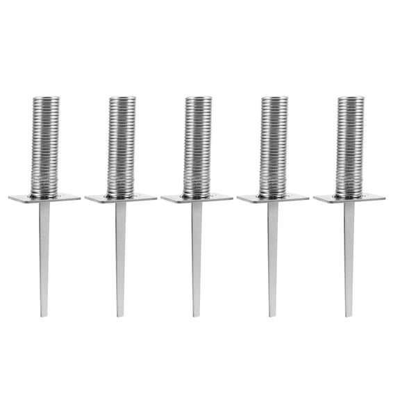 LITINKIMI 5Pcs Spring Based Soccer Flagpole Stake with Iron Ground Spike for Agile Football Training Plated Silver