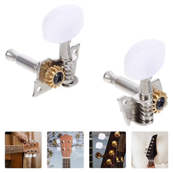 LITINKIMI 5pcs Banjo Machine Head High Grade Material Silver String Fixing for Bass Practice