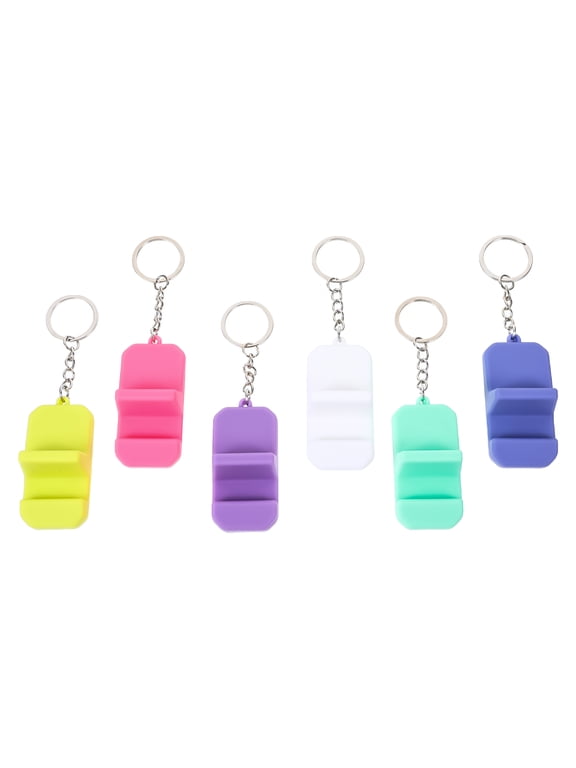 6-Pack Mobile Phone Stand Keychain with Multi-Angle Adjustable Holder in Assorted Colors for Smartphones