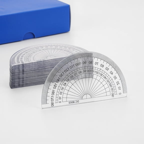 LITINKIMI 60Pcs Portable Clear Semi Circle Protractors for Precise Geometry Angle Measurement