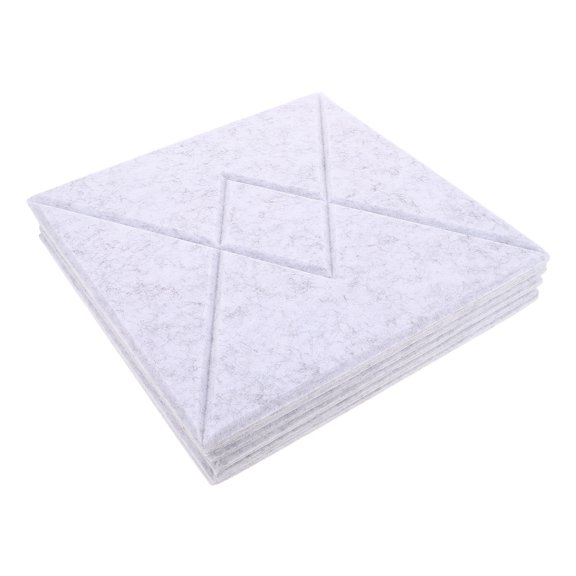 LITINKIMI 6Pcs Grey Soundproof Wall Tiles with V Shaped Stripe Design and Memo Board Function