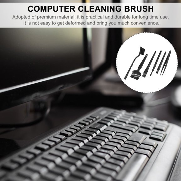 LITINKIMI 6Pcs Home Keyboard Cleaning Brush Set Black Portable Anti Static for Computer and Fan Dust Cleaning