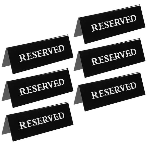 LITINKIMI 6Pcs Reserved Table Signs for Wedding Black Acrylic Modern Event Supplies