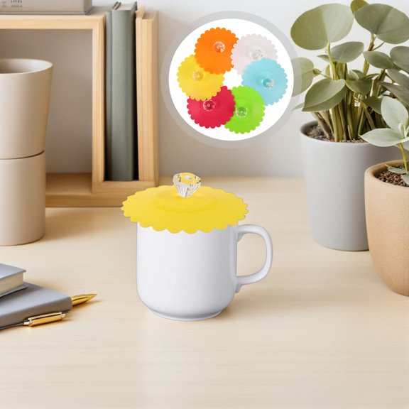 LITINKIMI 6Pcs Silicone Cup Lids Assorted Colors Reusable Mug Covers Dustproof Airtight Seal for Home Use