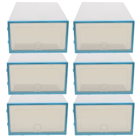 LITINKIMI Stackable Blue Shoe Storage Box for Organized Shoes and Space Saving 6Pcs