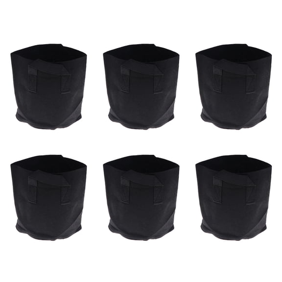LITINKIMI 6Pcs Tough Black Non Woven Fabric Plant Grow Bags for Soil Root Growth and Easy Moving