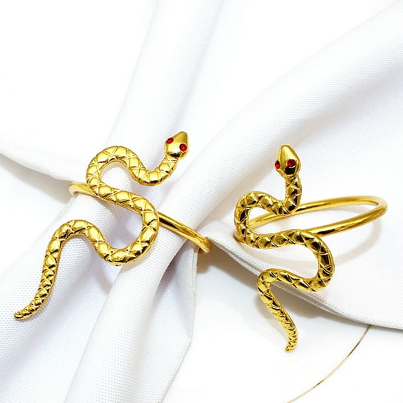 LITINKIMI 6-Pack Golden Metal Napkin for Snake Year Theme Table Decor, Elegant Hotel Napkin Buckles for Special Dinners