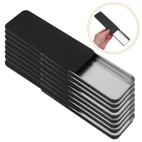 LITINKIMI 8Pcs Black Rectangular Metal Sliding Boxes Portable Storage Containers for Travel and Home Use