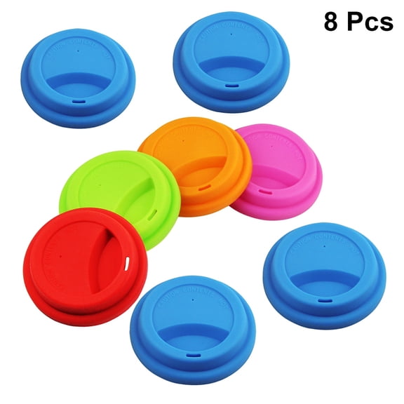LITINKIMI 8Pcs Fashion Silicone Cup Cover Lid with Drinking Hole and Air Intake for Reusable Cup Use