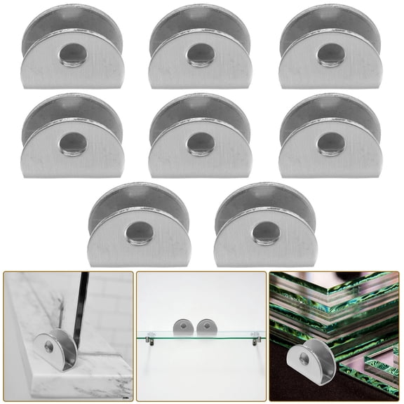 LITINKIMI 8Pcs Glass Shelf Brackets Plated Silver Finish Smooth Surface Resistant to Oxidation