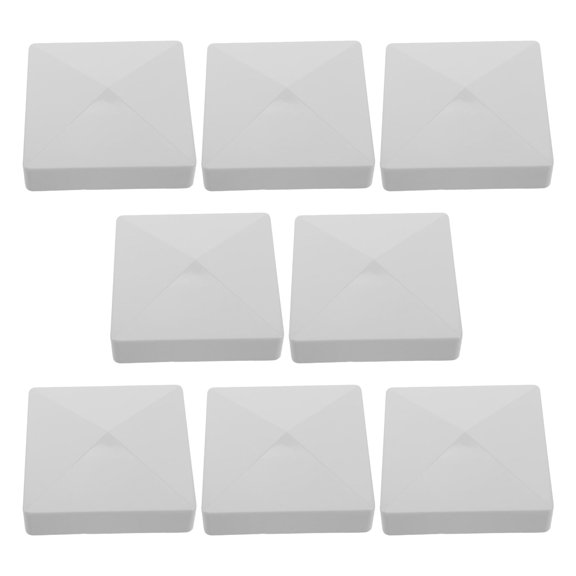 LITINKIMI 8Pcs Light Grey Plastic Deck Post Caps for 4 Inch Posts with Decorative Pyramid Top
