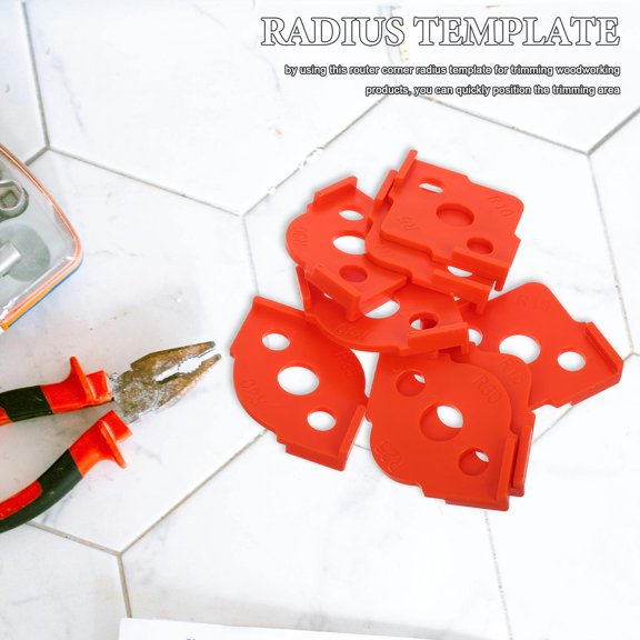 LITINKIMI 8Pcs Orange Woodworking Router Corner Radius Template Set for Precise Rounded Edge Trimming and Layout Guide