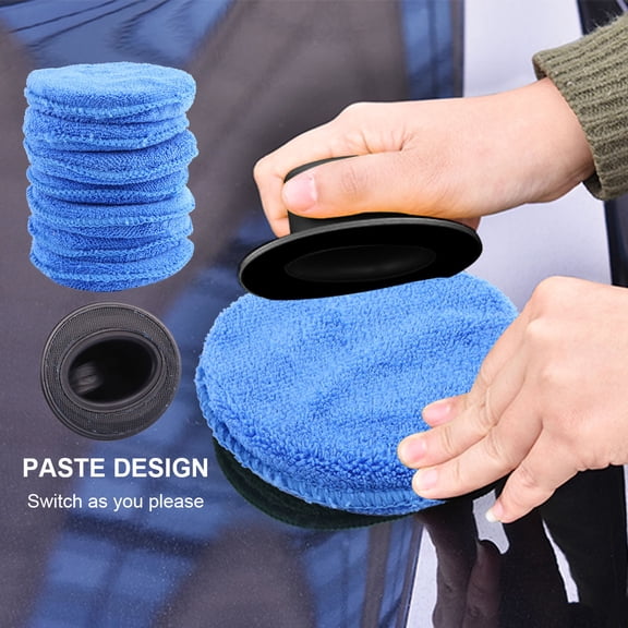 LITINKIMI 8Pcs Sponge Waxing Pad Soft Cloth Material with Handle Durable and Absorbent for Car