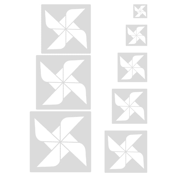 LITINKIMI 8-Piece White Plastic Windmill Stencils Set for Spray Painting, Drawing, and Art Projects
