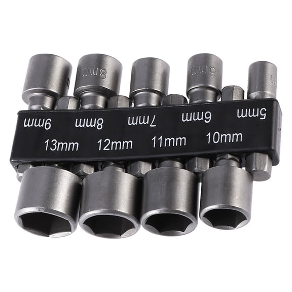 LITINKIMI 9 Pcs Nut Driver Bits Hex Socket Chrome Vanadium Steel Set for Handyman