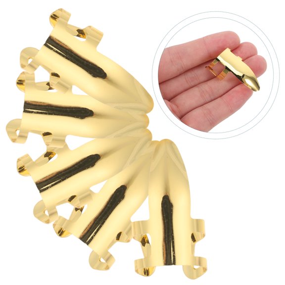 LITINKIMI 9Pcs Stainless Steel Finger Picks Set for Guitar Bass Ukulele Durable Gold Metal Accessory
